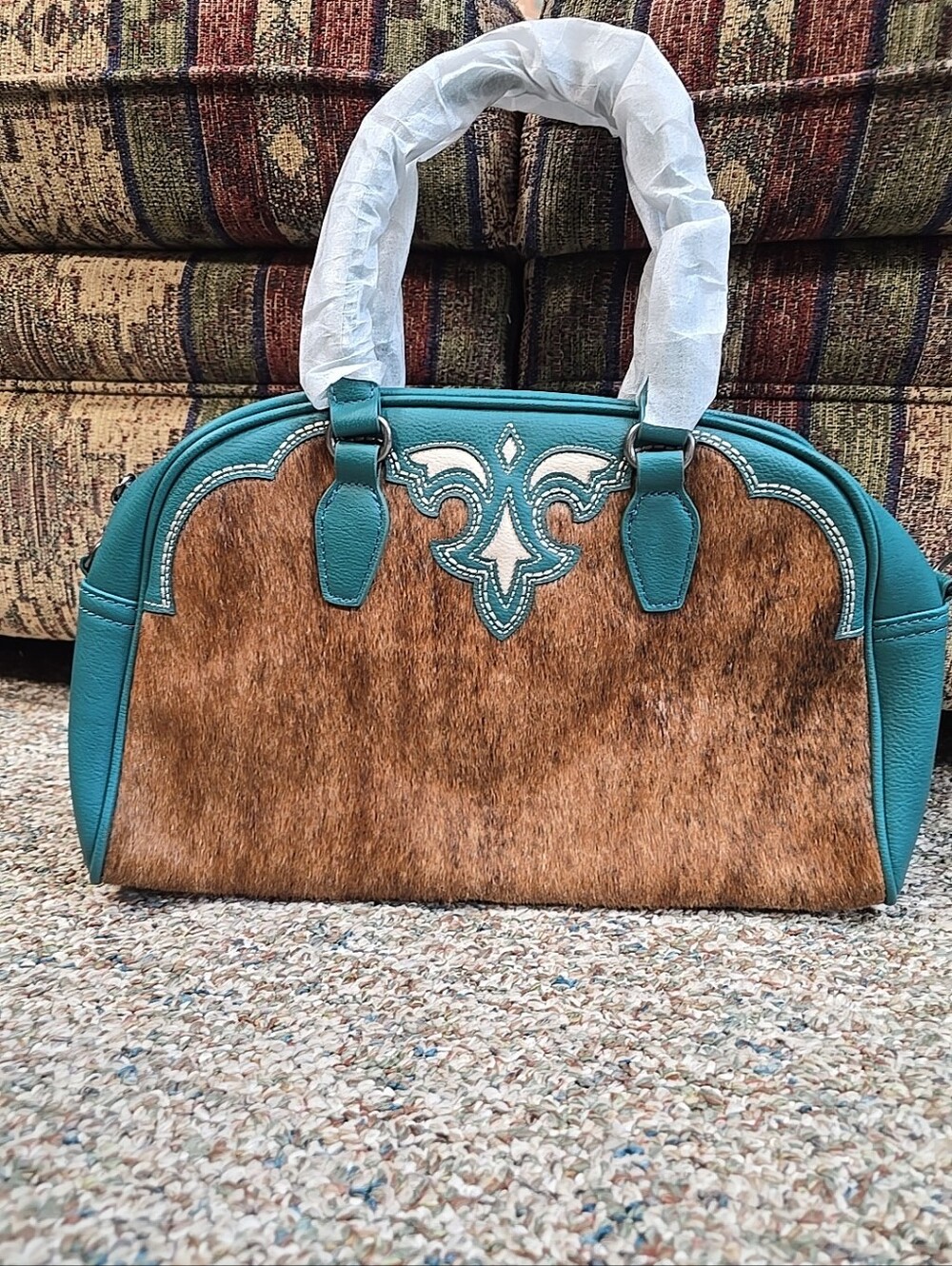 Trinity Ranch Hair Satchel Cross Body Bag Purse Western Montana West New